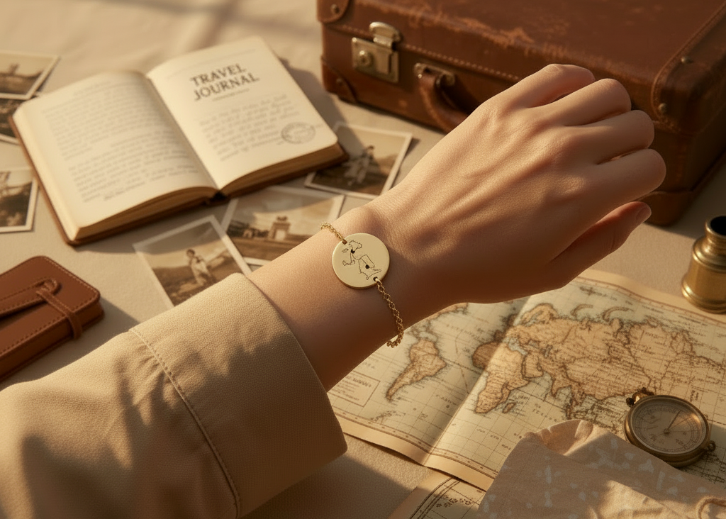 Bracelet carte personnalisé - peau texturée réaliste