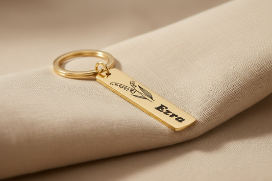 Porte-clés personnalisé Ezra - angle latéral