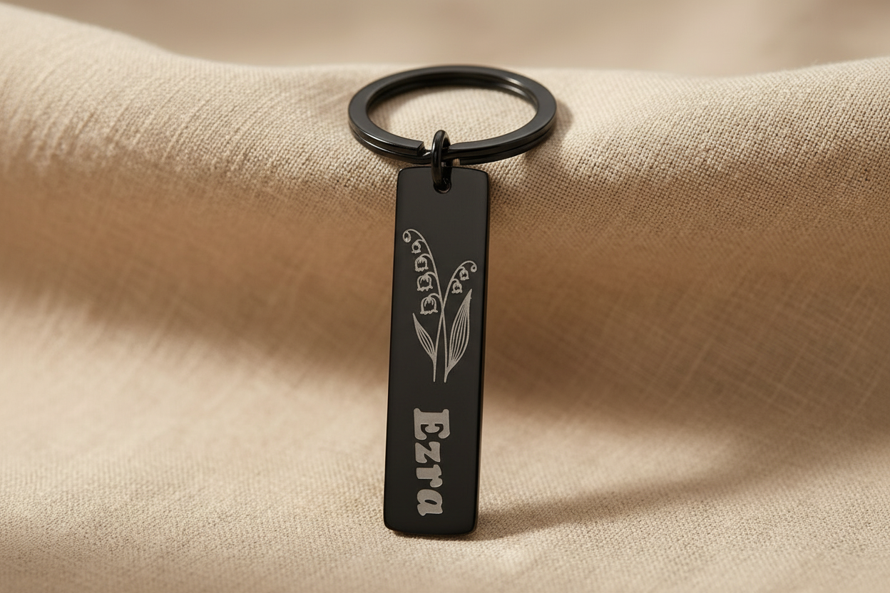 Porte-clés personnalisé Ezra - noir